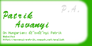 patrik asvanyi business card